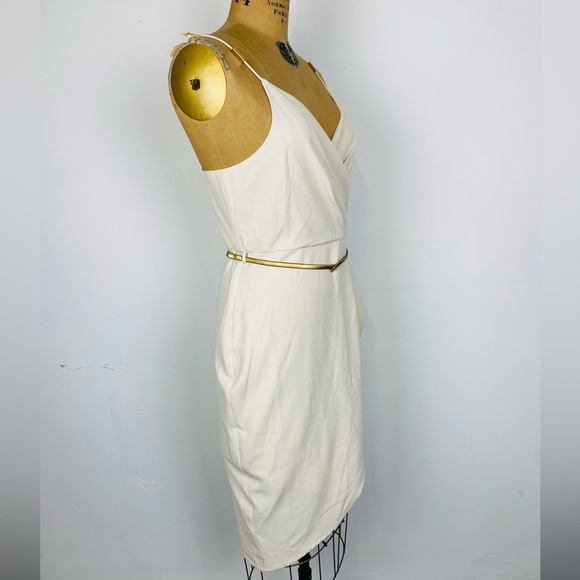 Ark & Co Cocktail Dress with Gold Accents, Large, Cream Mini Dress with Belt - Picture 2 of 16
